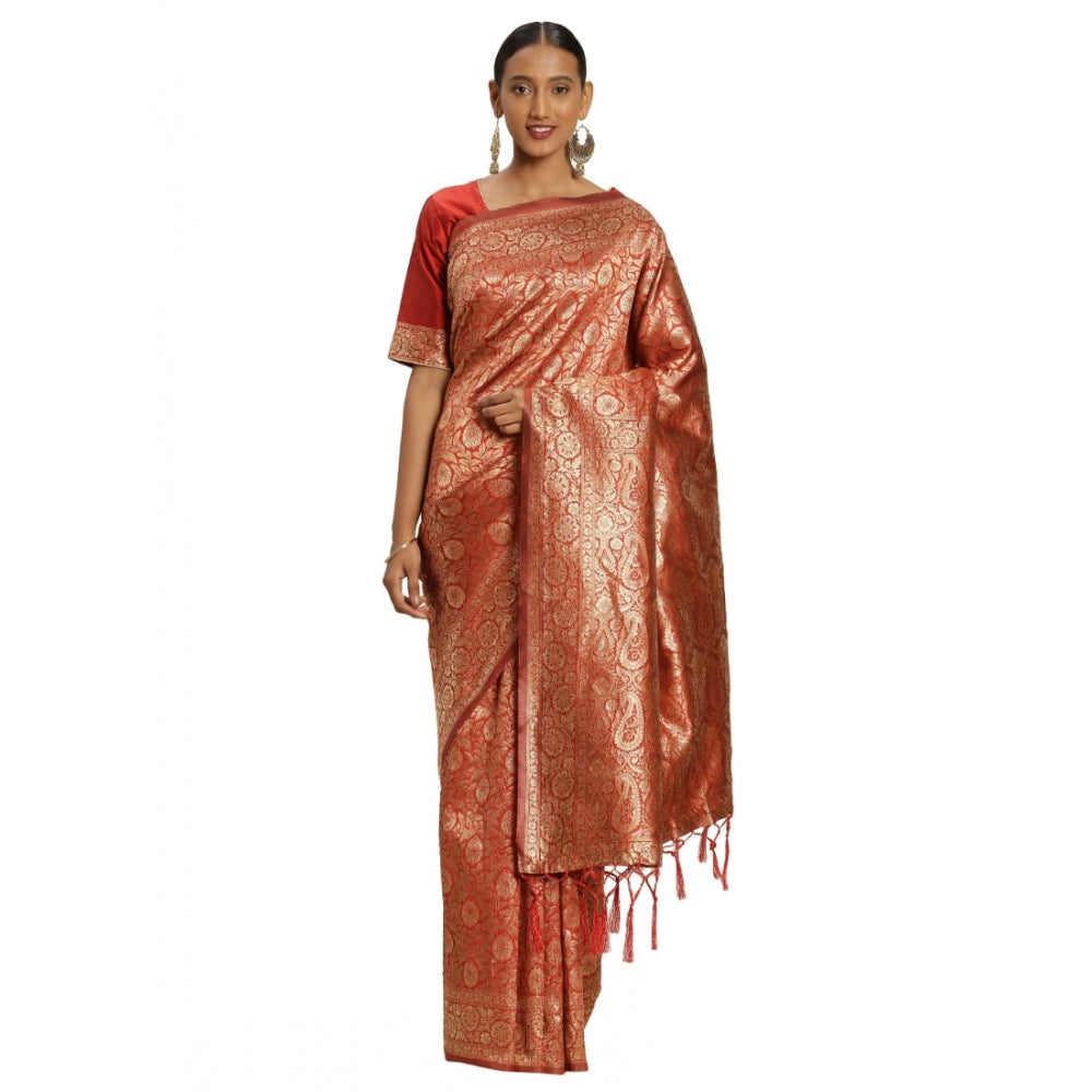 Banarasi Silk Saree (Red, 5-6mtrs)