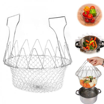 Generic Foldable Strainer Chef Basket (Color: Assorted)