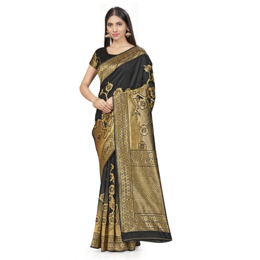 Banarasi Silk Saree (Black,5-6 Mtrs)