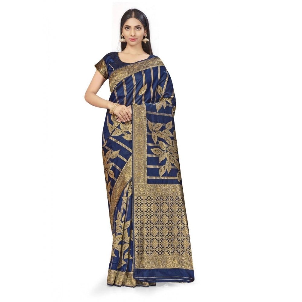 Banarasi Silk Saree (Navy Blue,5-6 Mtrs)