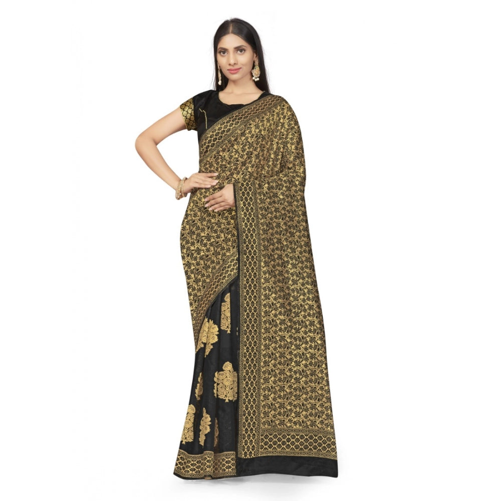 Banarasi Silk Saree (Black,5-6 Mtrs)