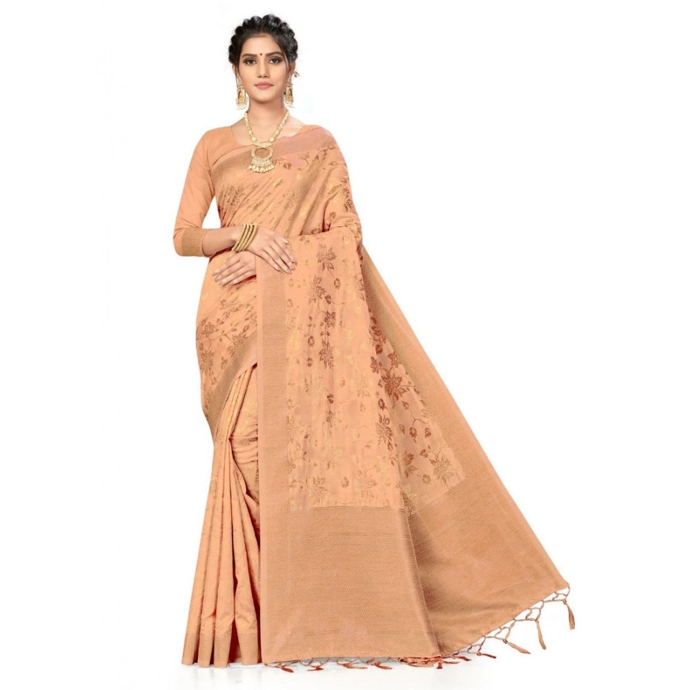 Beige Banarasi Spun Cotton Saree