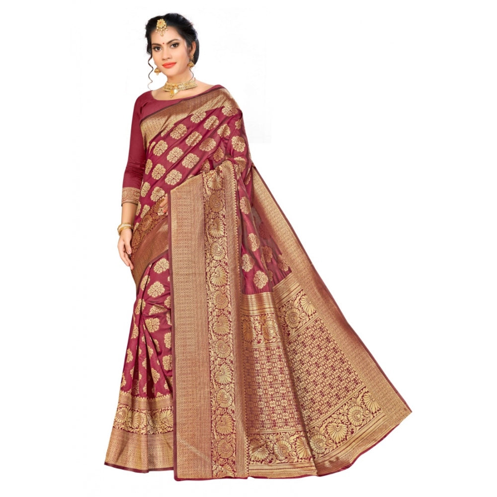 Banarasi Silk Saree (Maroon,5-6 Mtrs)