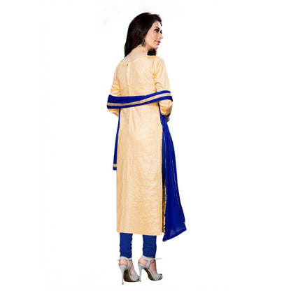 Generic Women's Cotton Unstitched Salwar Suit-Material With Dupatta (Beige,2.3 Mtrs)