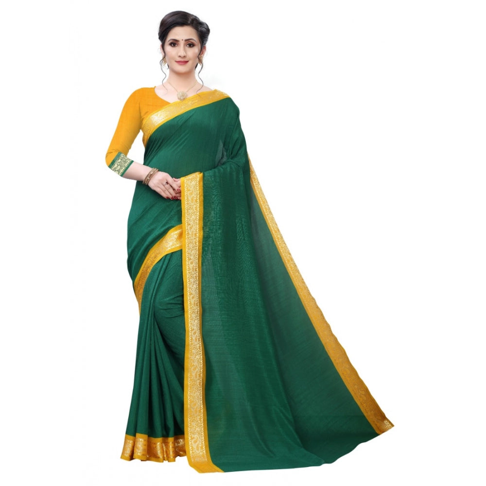 Vichitra Silk Saree(Green ,5-6Mtrs)