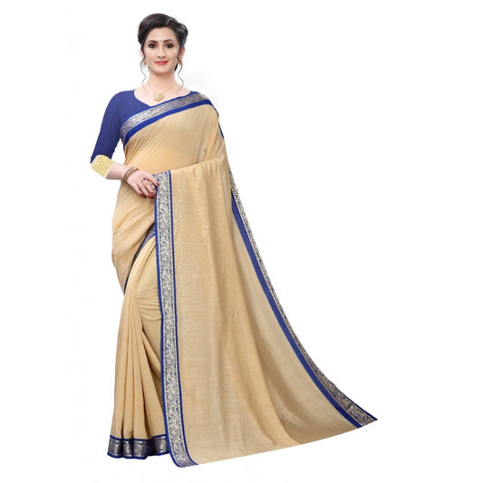 Vichitra Silk Saree(Beige ,5-6Mtrs)