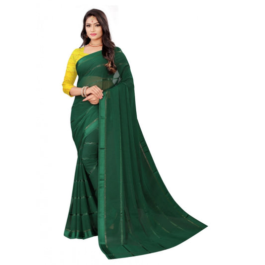 Georgette Silk Saree(Green ,5-6Mtrs)