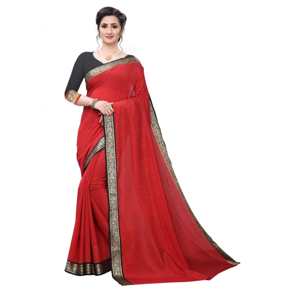 Vichitra Silk Saree(Red ,5-6Mtrs)