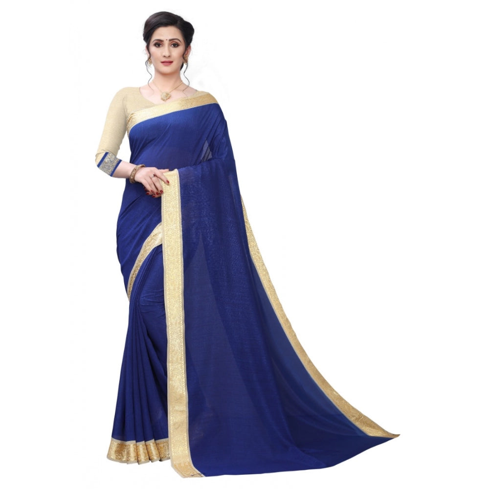 Vichitra Silk Saree(Navy Blue ,5-6Mtrs)