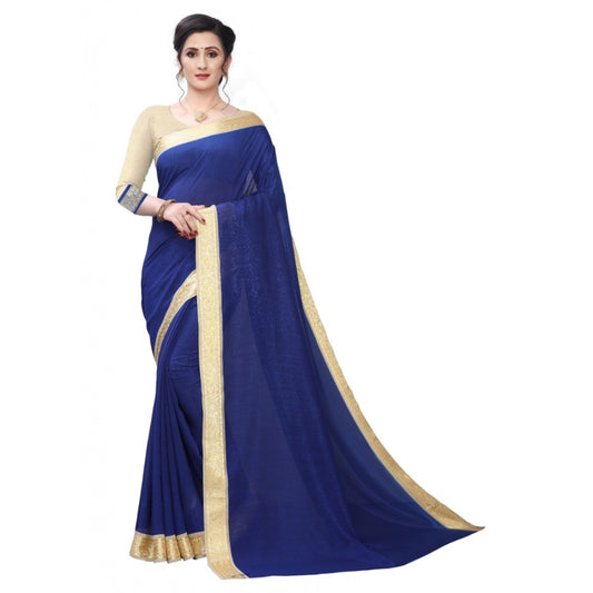 Vichitra Silk Saree(Navy Blue ,5-6Mtrs)