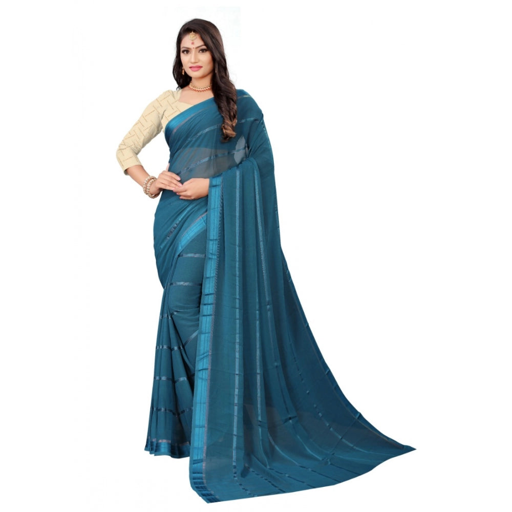 Georgette Silk Saree(Rama ,5-6Mtrs)