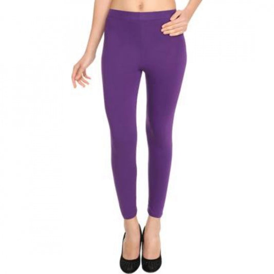 Generic Women's Cotton Leggings (Color:Purple)