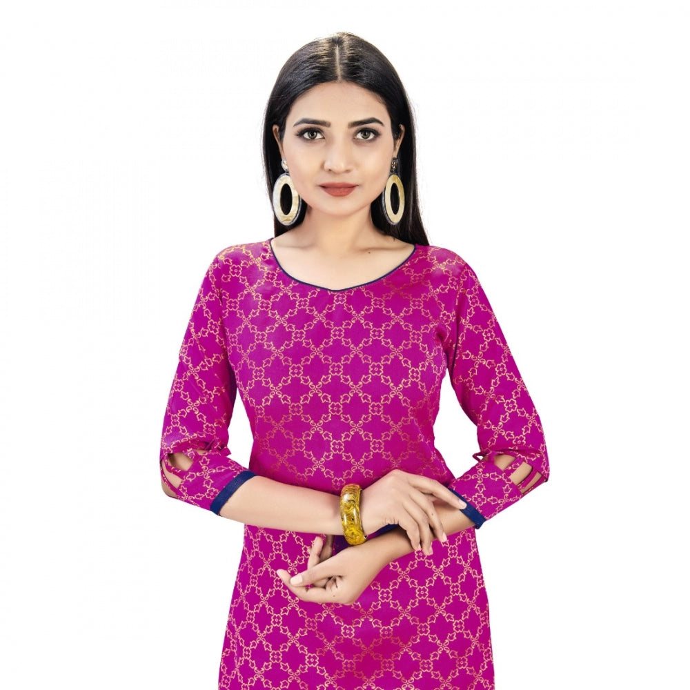 Pink Banarasi Silk Unstitched Salwar Suit Material with Dupatta