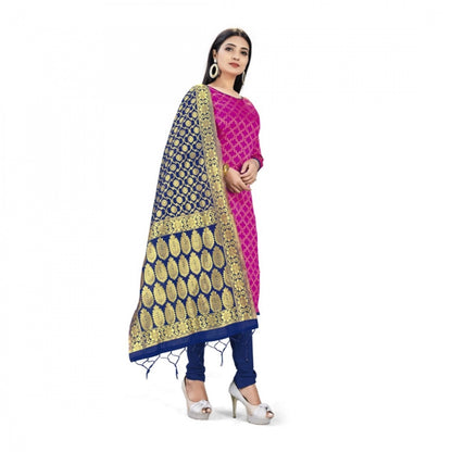 Pink Banarasi Silk Unstitched Salwar Suit Material with Dupatta