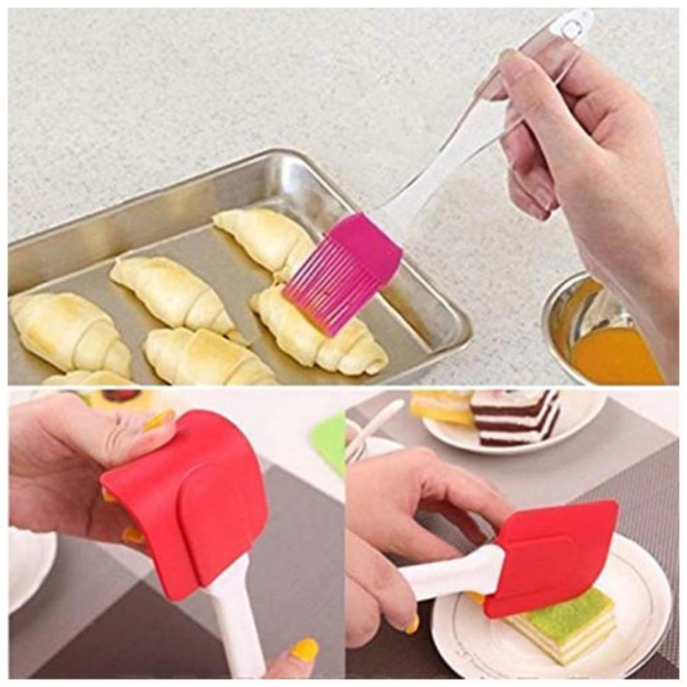 Generic Pack Of_5 Silicone Spatula And Pastry Brush (Color: Assorted)