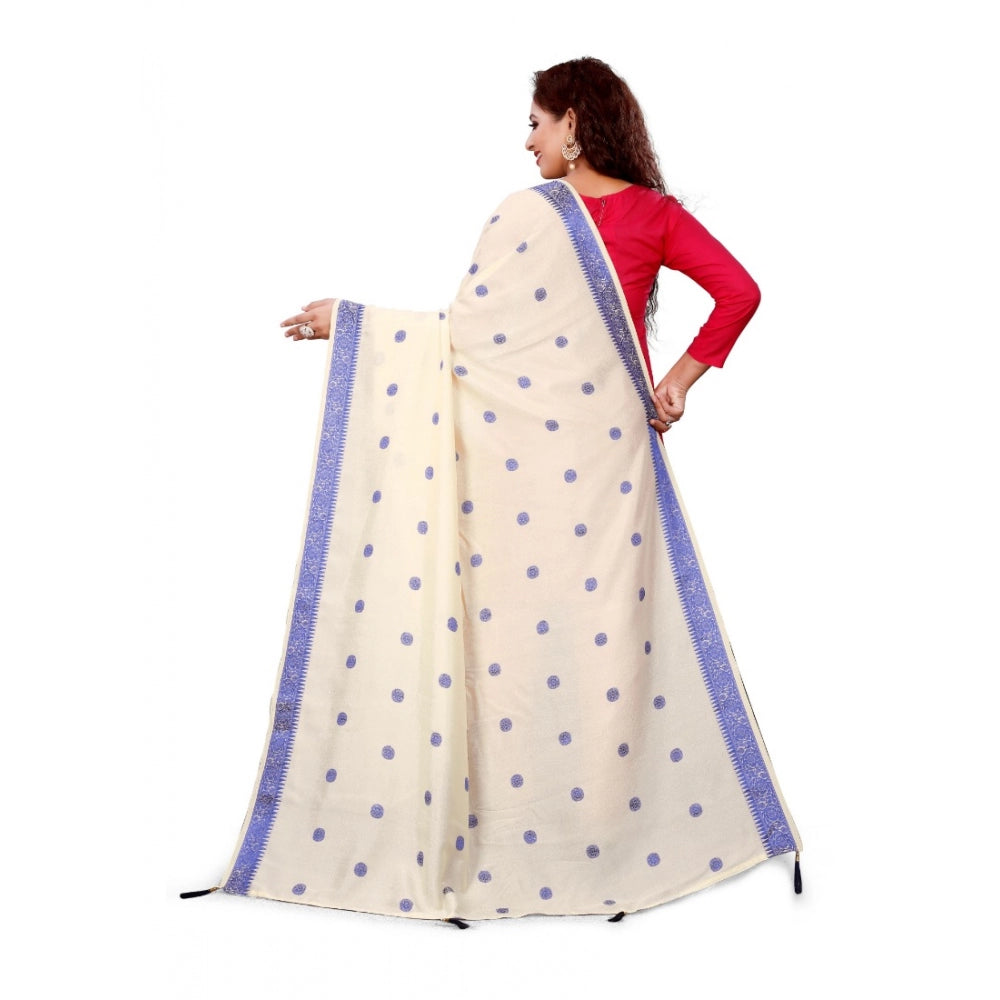 Vichitra Viscose Silk Blend Jacquard Work Dupatta (Cream