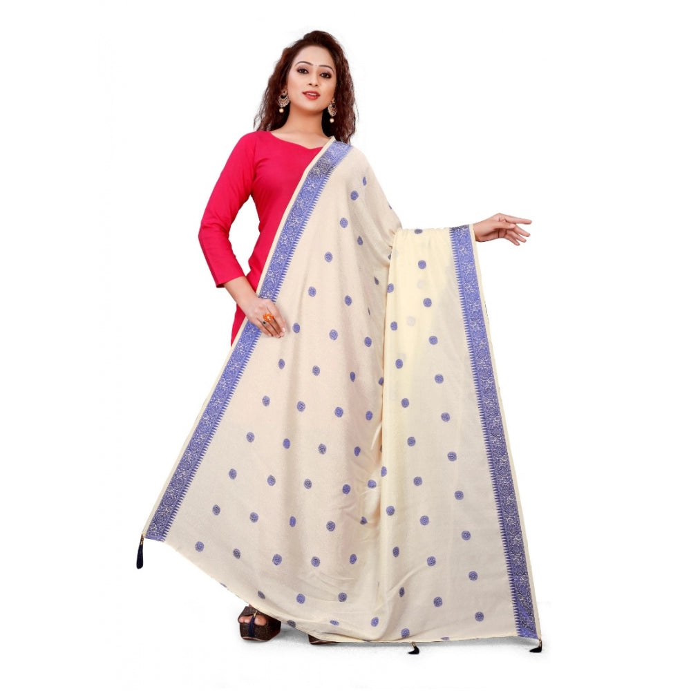 Vichitra Viscose Silk Blend Jacquard Work Dupatta (Cream