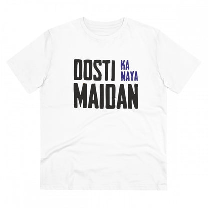 Generic Men's PC Cotton Dosti Ka Naya Maidan Printed T Shirt (Color: White, Thread Count: 180GSM)