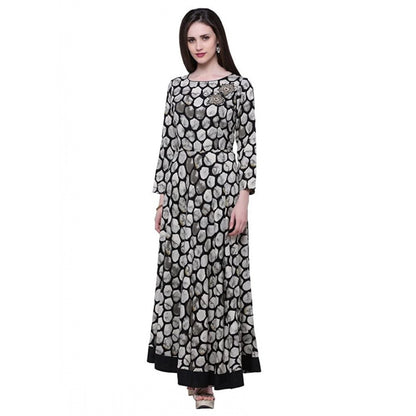 Rayon Zari Zardozi Work Designer Floor Length Kurti (Black, Rayon)