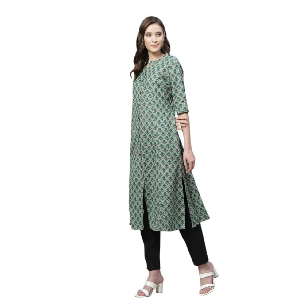 Cotton Printed Flex Kurti (Green, Cotton)