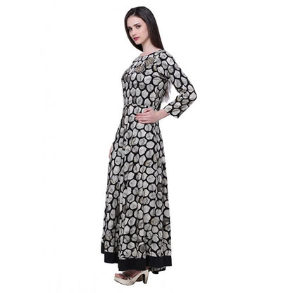 Rayon Zari Zardozi Work Designer Floor Length Kurti (Black, Rayon)