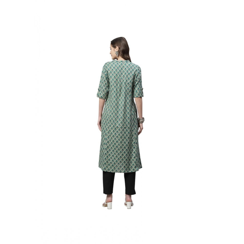 Cotton Printed Flex Kurti (Green, Cotton)