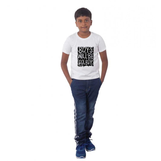 Generic Boys Cotton Will Be Cool Half Sleeve TShirt (White)