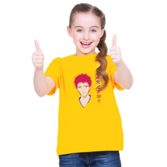 Generic Girls Cotton Akashi Half Sleeve TShirt (Yellow)