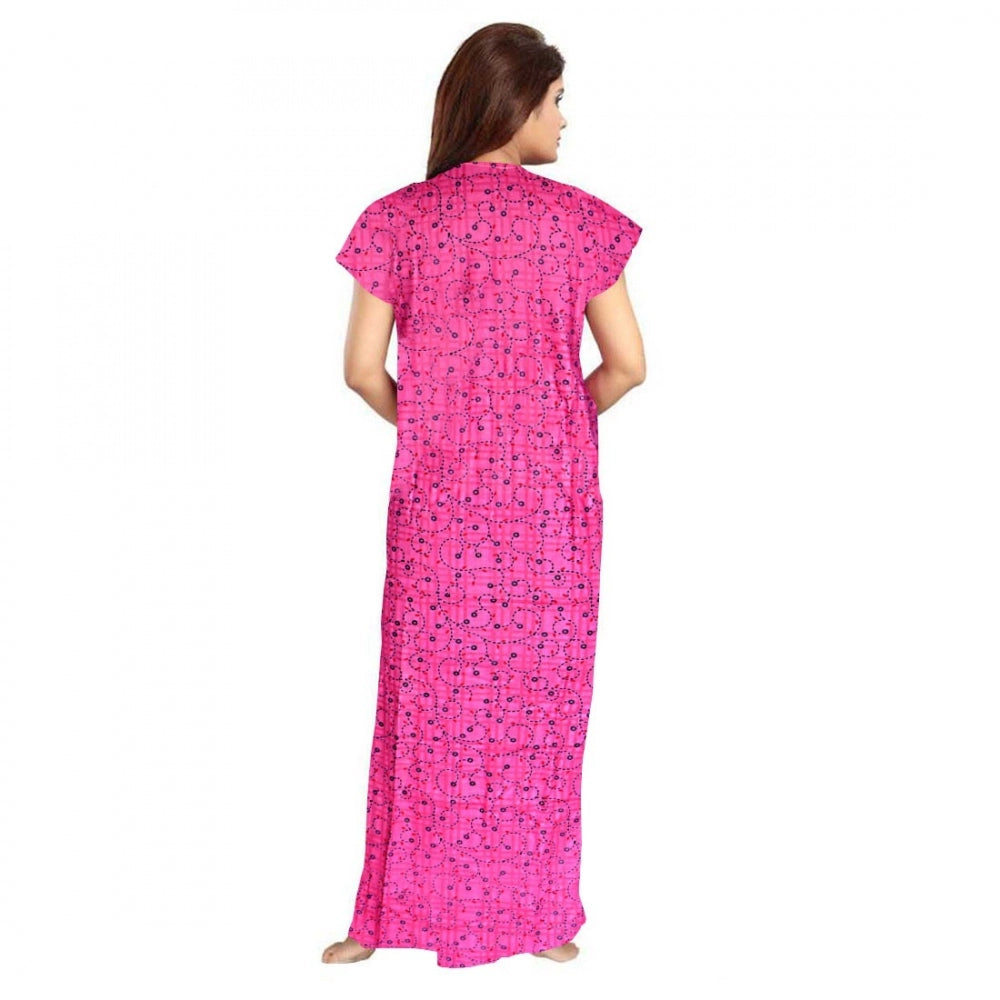 Generic Women's Cotton Printed Maxi Nighty (Pink)