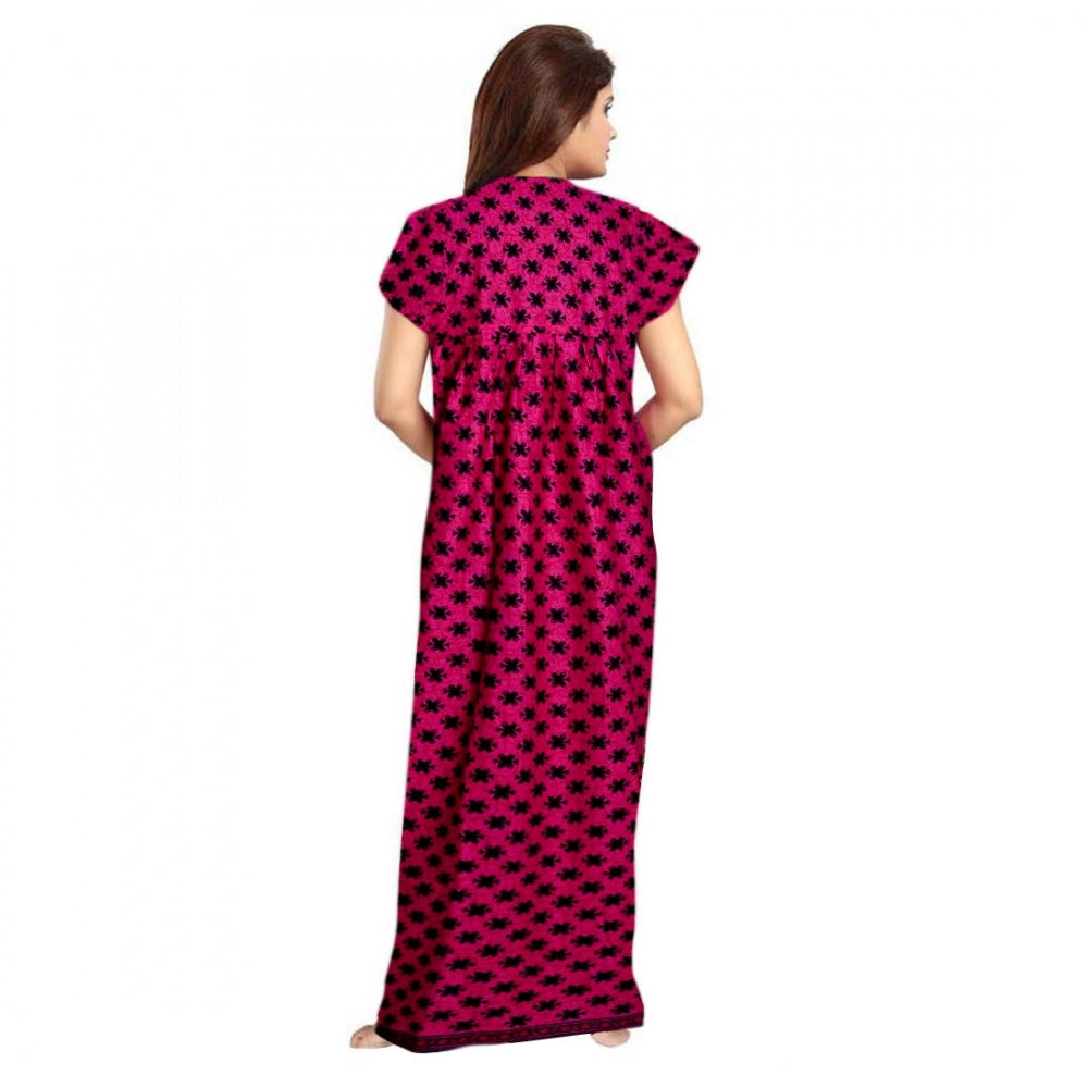 Generic Women's Cotton Printed Maxi Nighty (Pink)