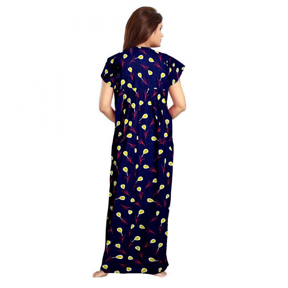 Generic Women's Cotton Printed Maxi Nighty (Purple)