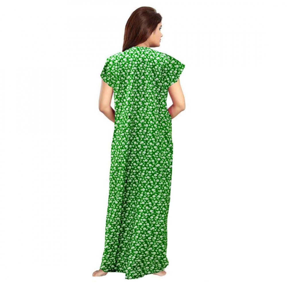 Generic Women's Cotton Printed Maxi Nighty (Green)