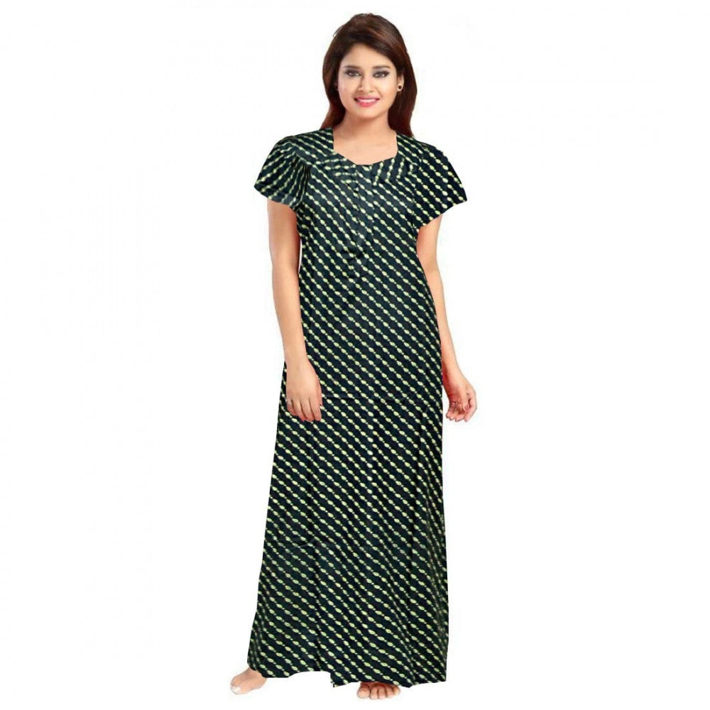 Generic Women's Cotton Printed Maxi Nighty (Green)