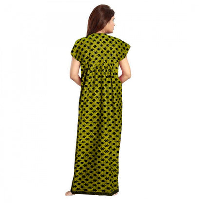 Generic Women's Cotton Printed Maxi Nighty (Green)