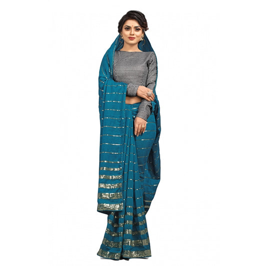 Vichitra Saree with Blouse (Rama, 5-6 Mtrs)