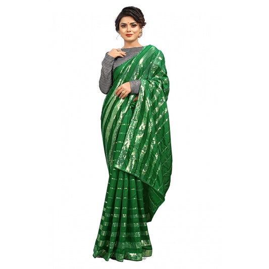 Vichitra Saree with Blouse (Green, 5-6 Mtrs)