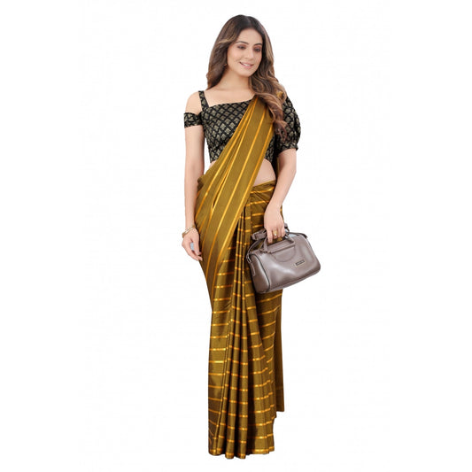 Satin Silk Saree with Blouse (Mustard, 5-6 Mtrs)