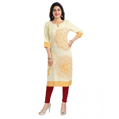 Yellow Viscose Blend Tunic Long Kurti