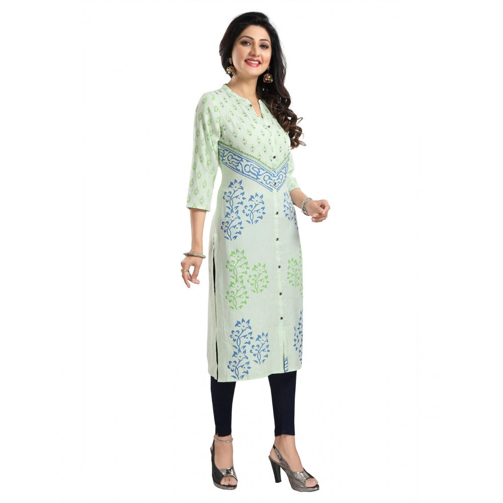 Green Viscose Blend Tunic Long Kurti