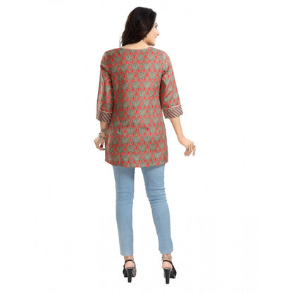 3/4th Sleeve Viscose Blend Tunic Short Top (Multicolor)