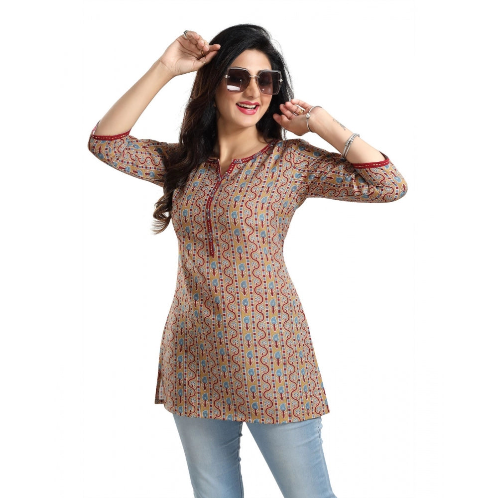 3/4th Sleeve Viscose Blend Tunic Short Top (Multicolor)