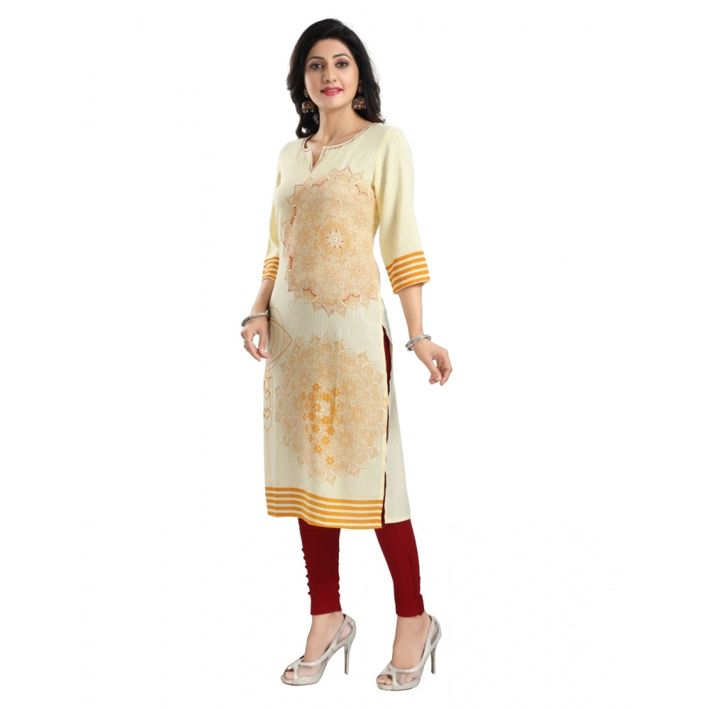 Yellow Viscose Blend Tunic Long Kurti