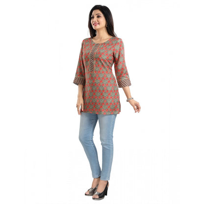 3/4th Sleeve Viscose Blend Tunic Short Top (Multicolor)