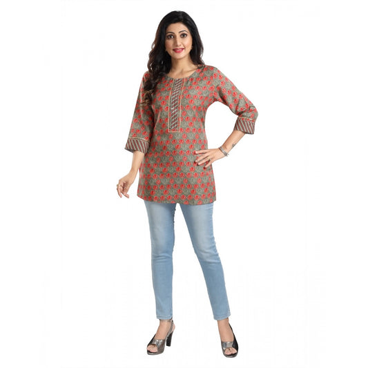 3/4th Sleeve Viscose Blend Tunic Short Top (Multicolor)