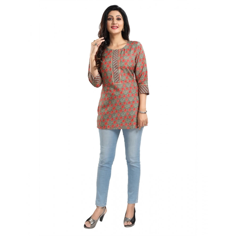 3/4th Sleeve Viscose Blend Tunic Short Top (Multicolor)