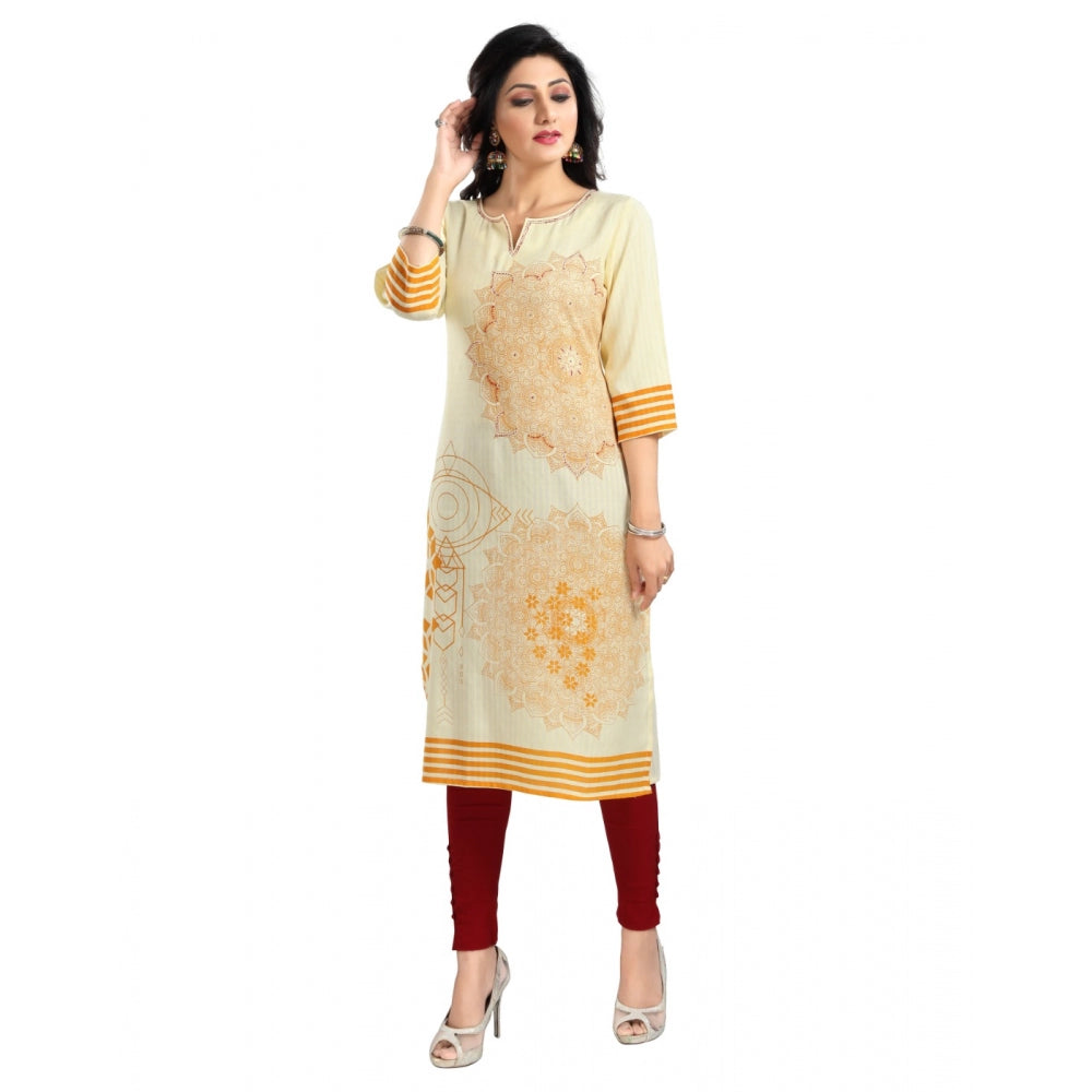 Yellow Viscose Blend Tunic Long Kurti