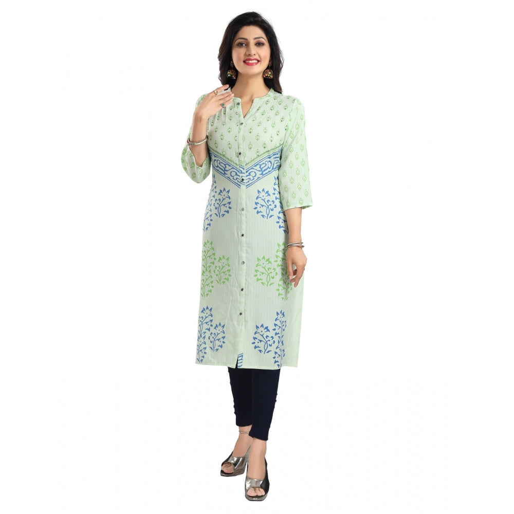 Green Viscose Blend Tunic Long Kurti