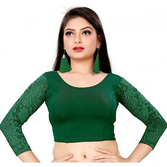 3/4 th Sleeve Cotton Lycra Readymade Blouse (Green, Free Size)