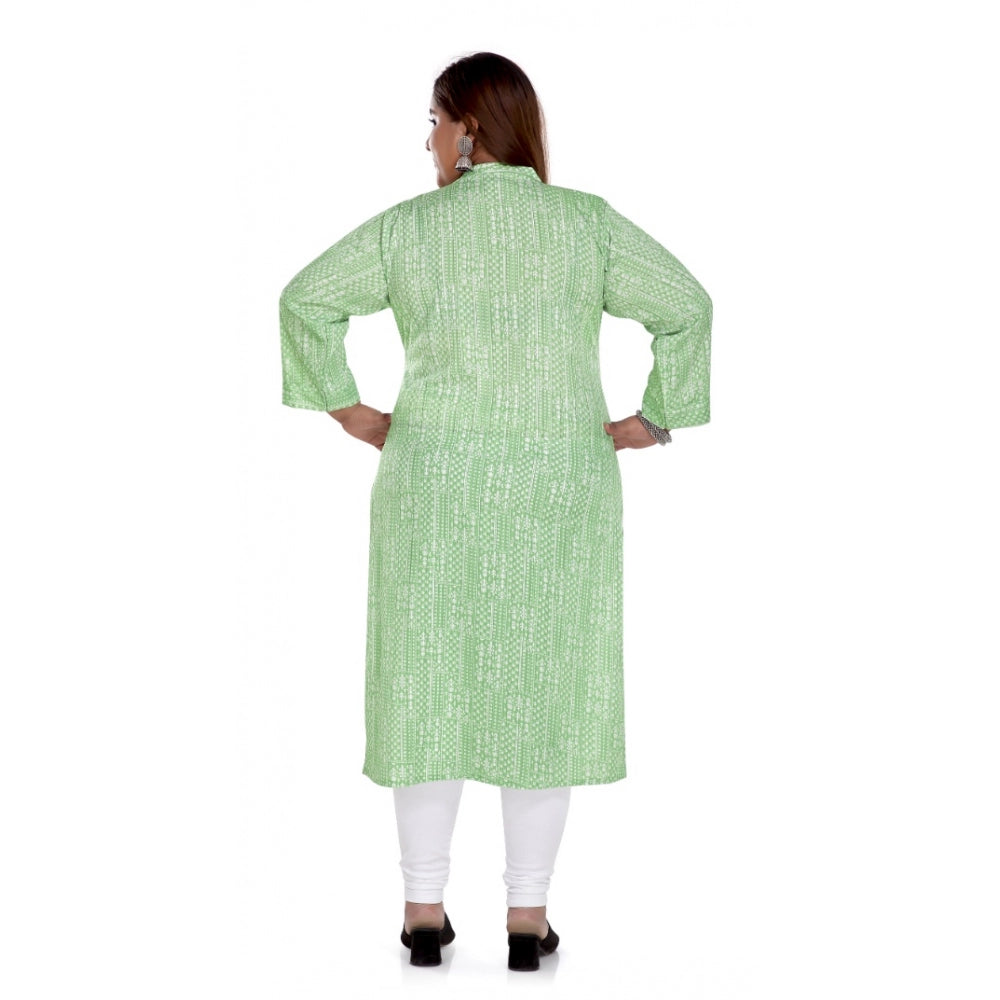 Casual 3/4th Sleeve Imported Synthetic Full printed Straight Kurti (Pista Green)