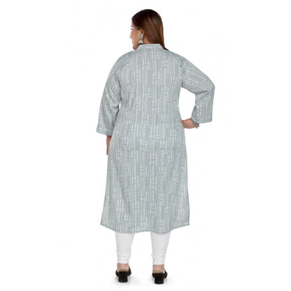 Casual 3/4th Sleeve Imported Synthetic Full printed Straight Kurti (Grey)